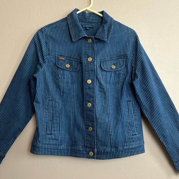 Isaac Mizrahi Jackets & Blazers - Vintage 90’s Isaac Mizrahi Tailored Denim Striped Women’s Jacket. Size 12.